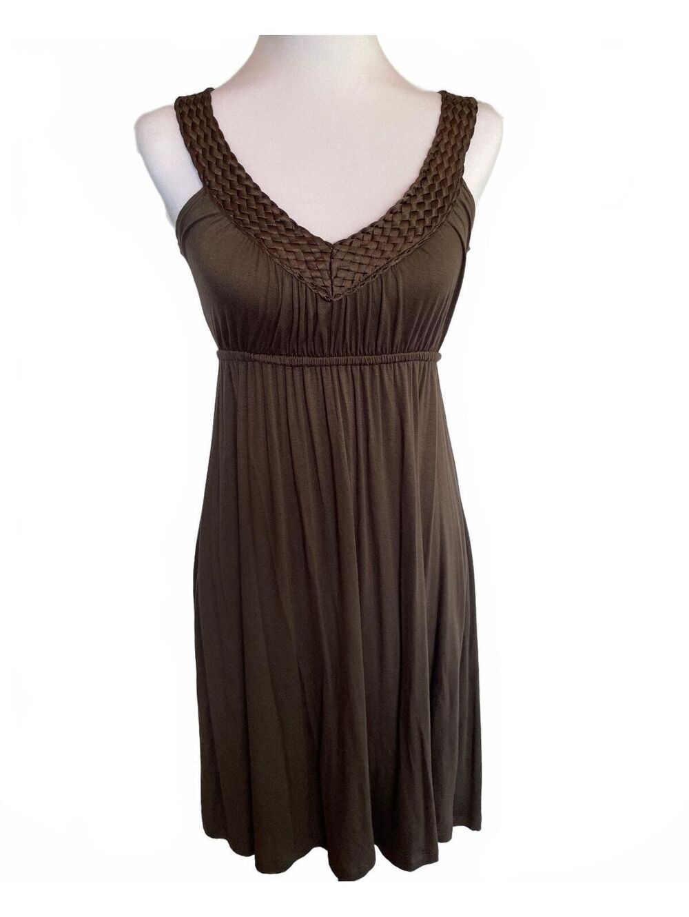 Brown Empire Waist Babydoll Dress S Y2K Boho Chic Fairy Grunge Indie Sleaze